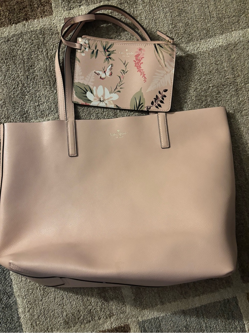 kate spade Pink Floral Tote with Matching Pouch - Picture 6 of 13